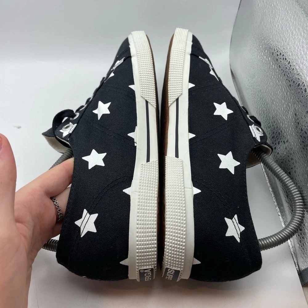 Superga white stars women’s black sneakers size 8